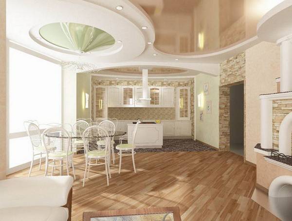 Современный дизайн подвесных потолков из гипсокартона на кухне: креативные  ... - фото