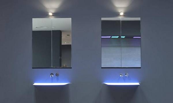 Выбираем шкаф для ванной комнаты с зеркалом и подсветкой - фото
